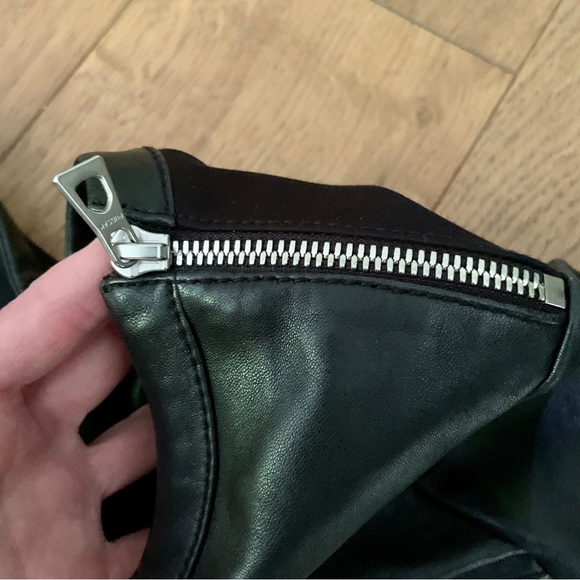 Rudsak Lamb Leather Bikercore Short Sleeve Chevron Black Top Size XS - Picture 3 of 10